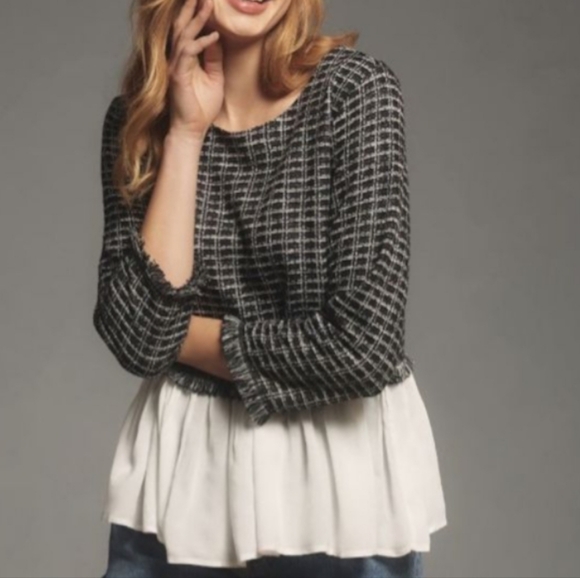 Anthropologie Tops - Maeve Anthropologie Tweed Twofer Fringe Layer Look Top